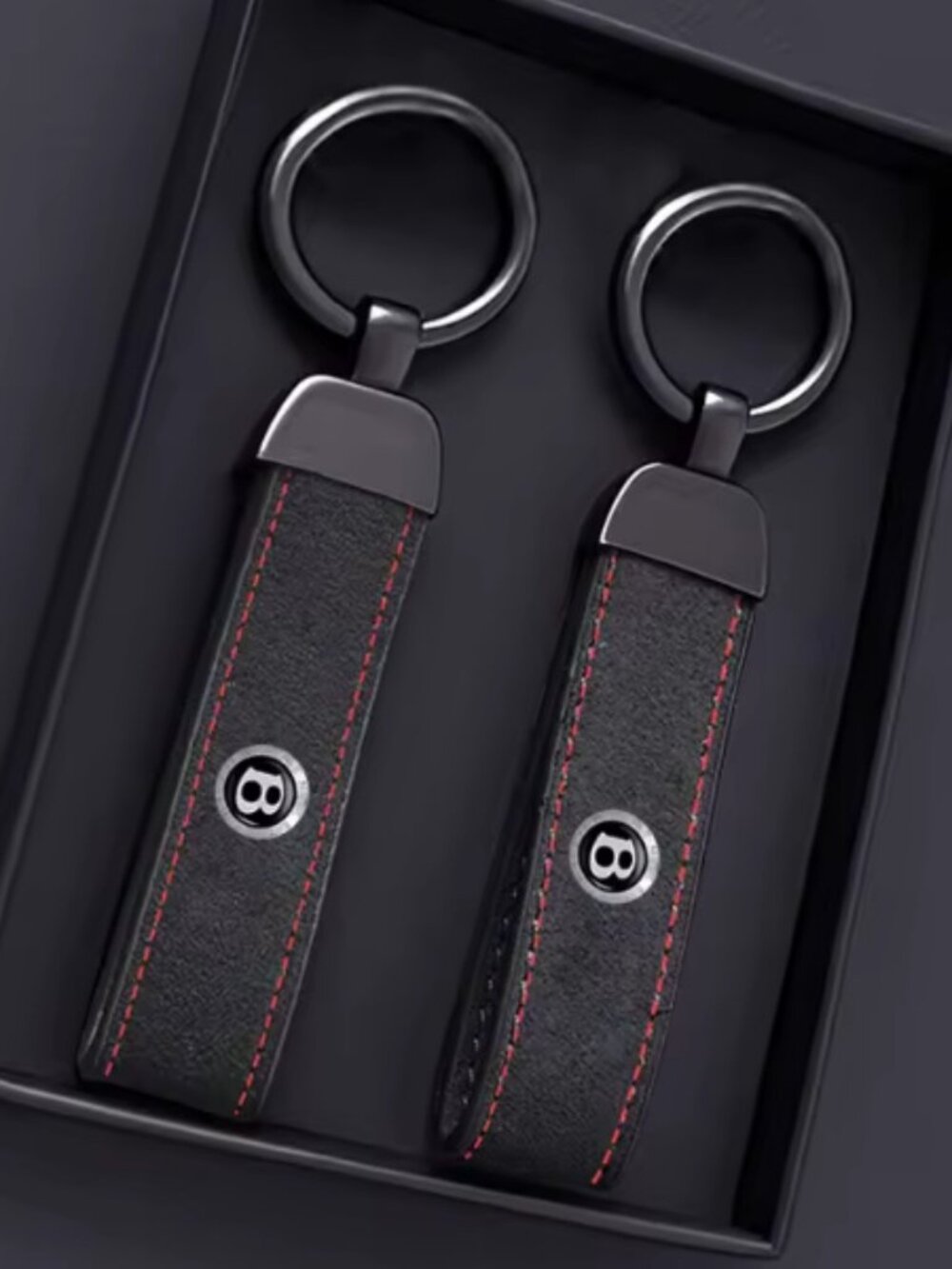 Black Bentley Key Chain Key Ring Keychain Leather Suede Horseshoe Buckle